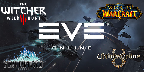 Eve online as the back drop, we have Ultima Online, WOW, Final Fantasy XI Online, and Witcher 3. Games I used to play